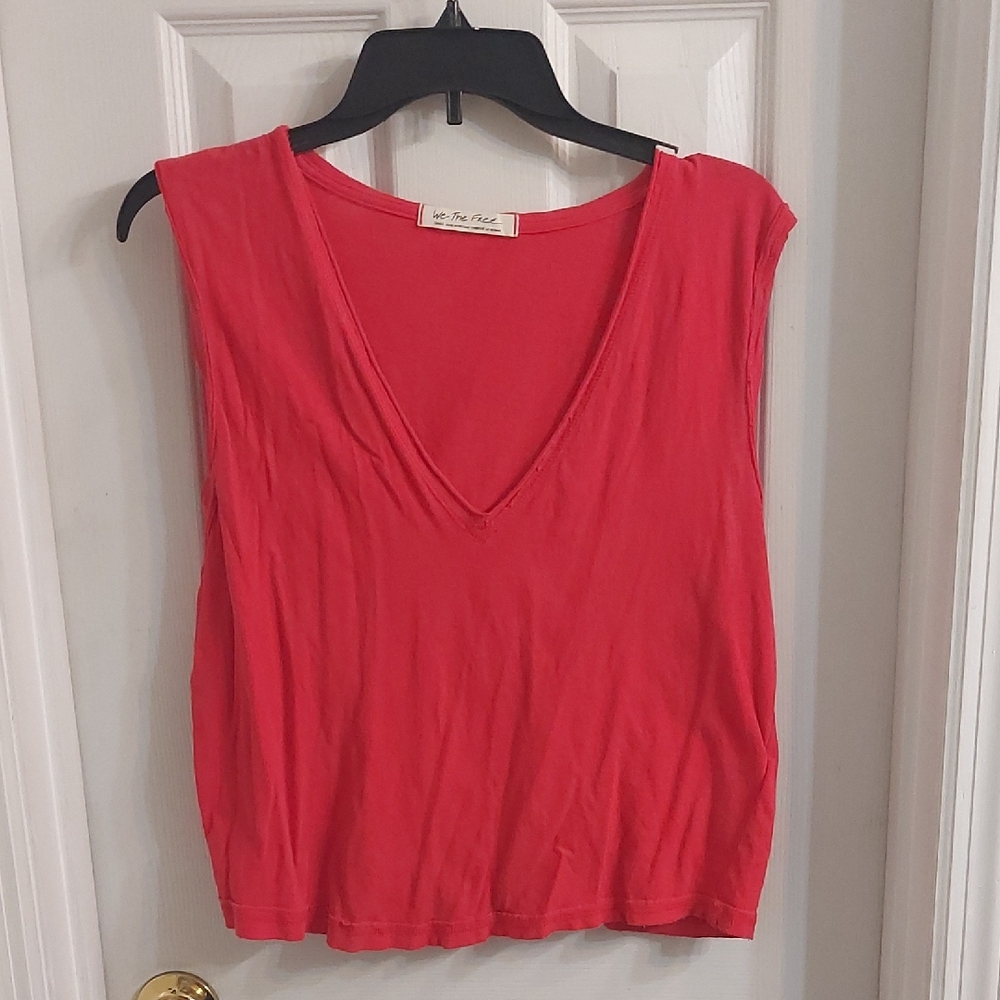 We The Free V-Neck Sleeveless Tank Top in Coral
